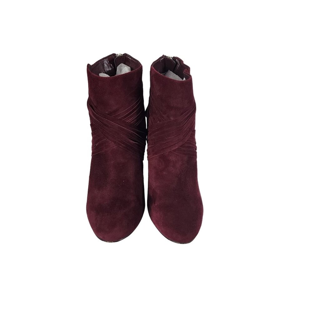 White House Black Market Womens Burgundy Ankle Boots Size 7.5 Suede